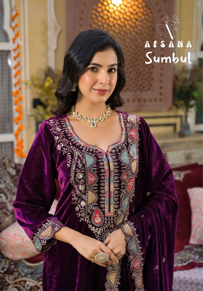 Sumbul By Afsana Embroidery Velvet Salwar Kameez Wholesale Shop In Surat